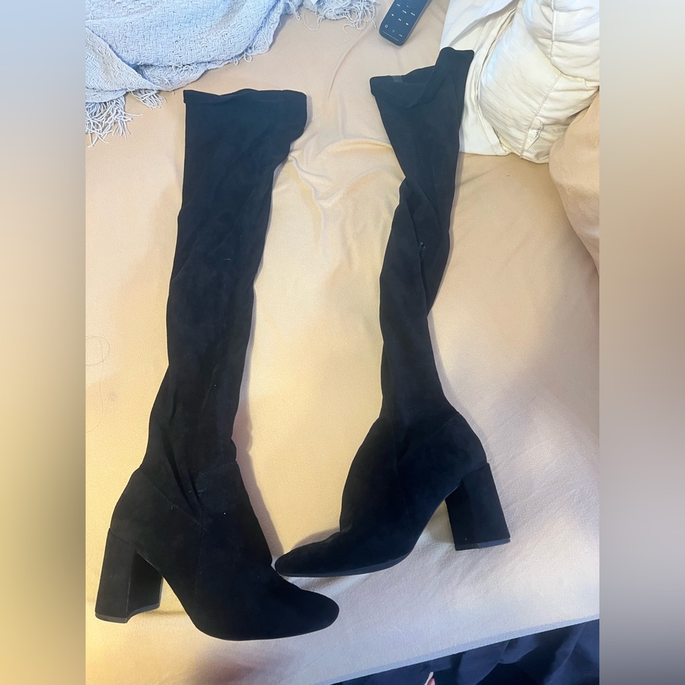 Jefferey Campbell thigh high block heel boots. Suede size 6 - Picture 1 of 4